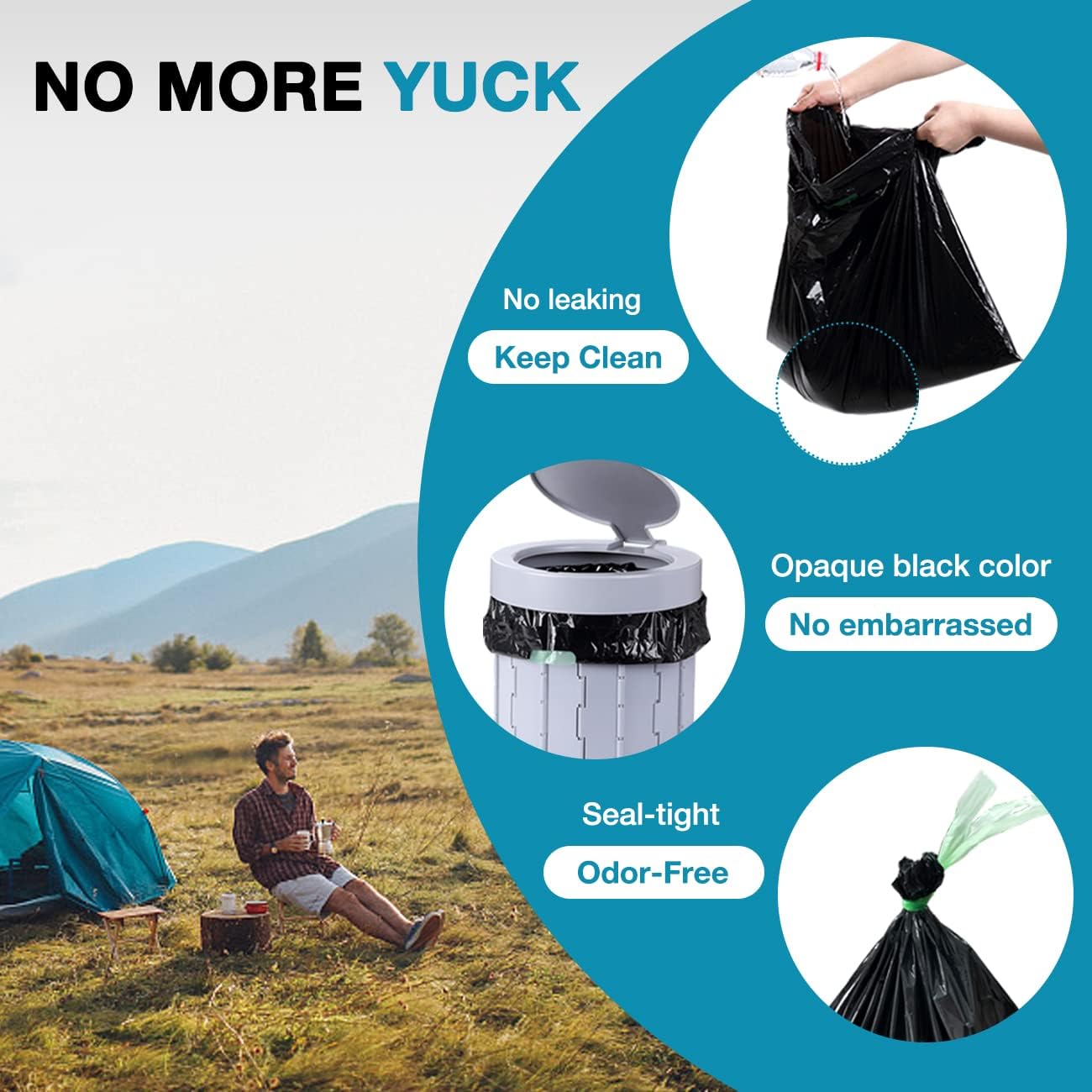 TRIPTIPS Portable Toilet Bags - Leak-Proof 8 Gallon Waste Bags for Camping, Hiking & Travel