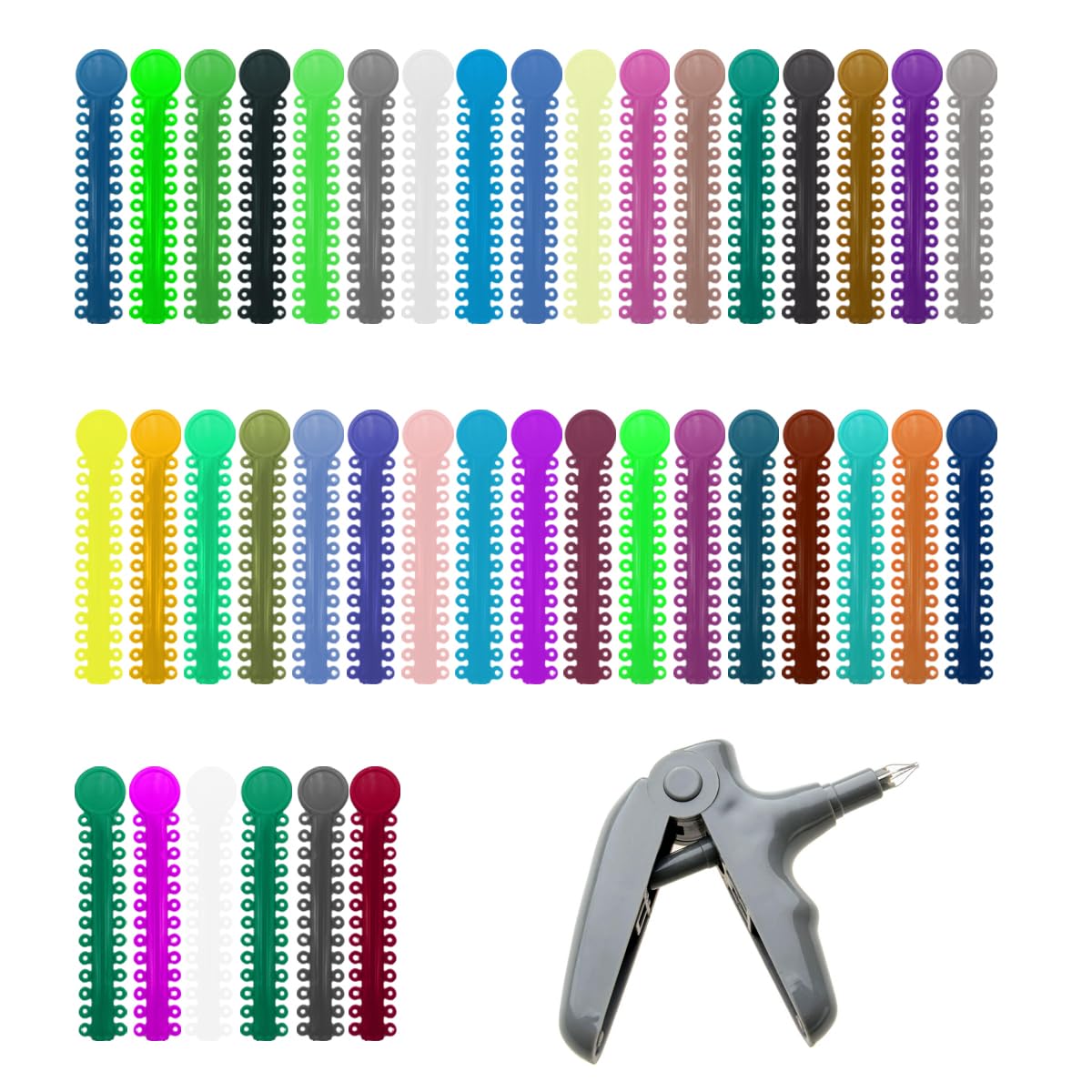 Easyinsmile 1040PCS Dental Orthodontic Ligature Ties and Orthodontic Ligature Gun Tools Elastic Ligature Ring Brace Rubber Bands (Multicolor & Tool)