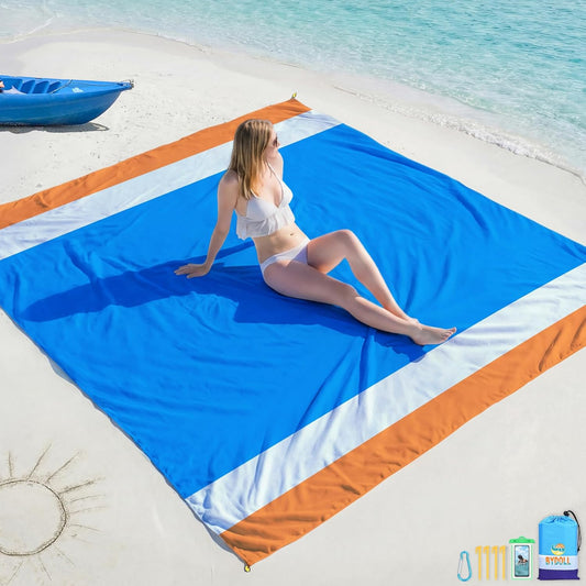 BYDOLL Beach Blanket - 10' x 9' Waterproof & Sandproof Oversized Mat for Travel, Camping & Picnics