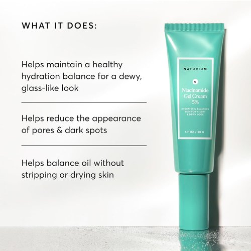Naturium Niacinamide Gel Cream - Hydrating Face Moisturizer for Dewy Skin, 1.7 oz