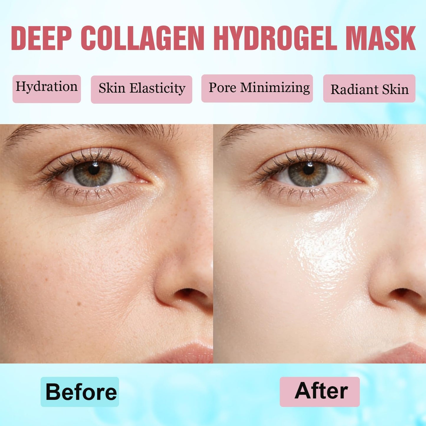 Skiennix Deep Collagen Face Mask - Hydrating Hydrogel for Firmness & Elasticity | 40g x 5 Pack