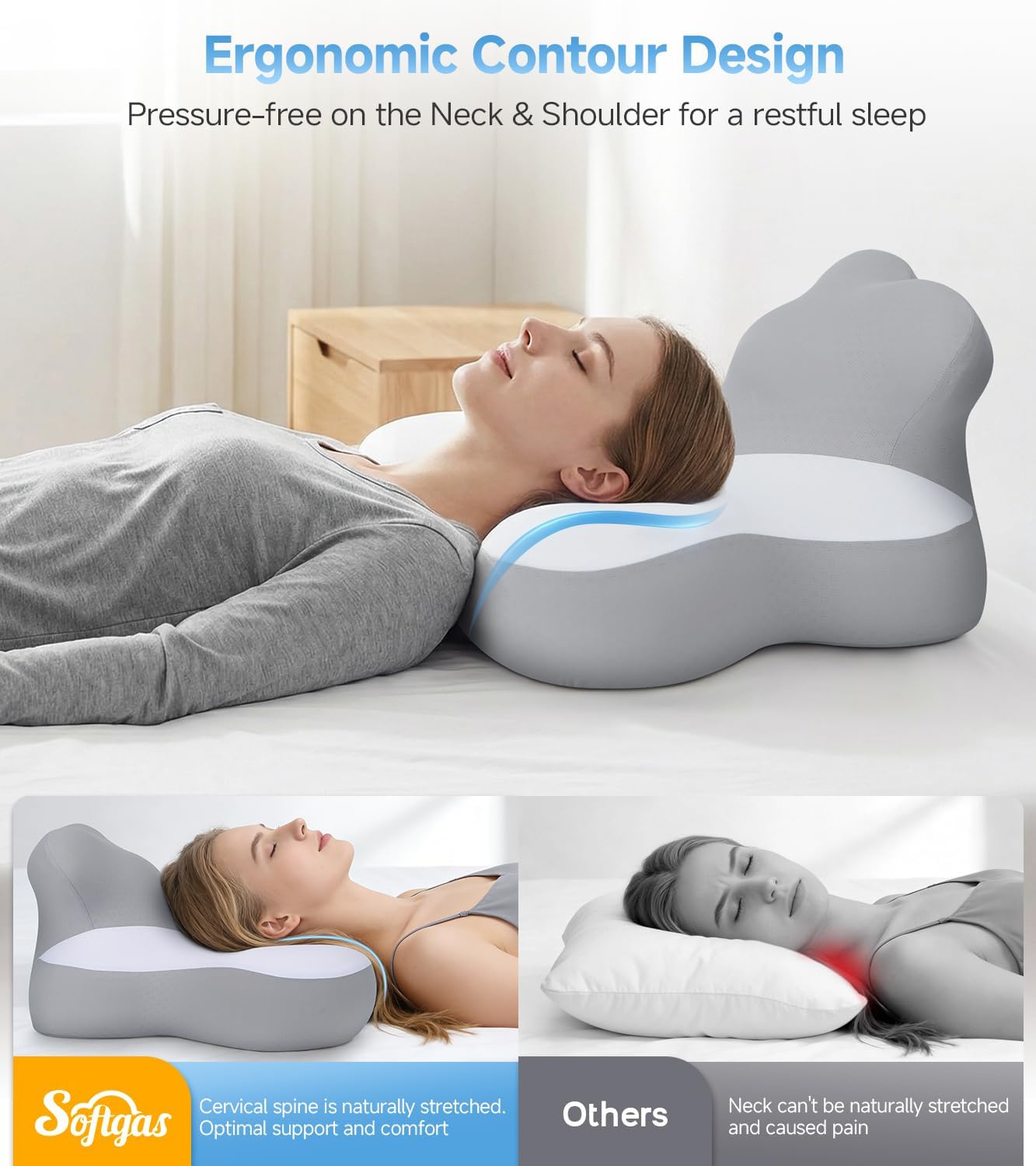 Skiennix Reading Pillow - Memory Foam Bed Wedge with Neck & Back Support | Ergonomic Design for Comfort