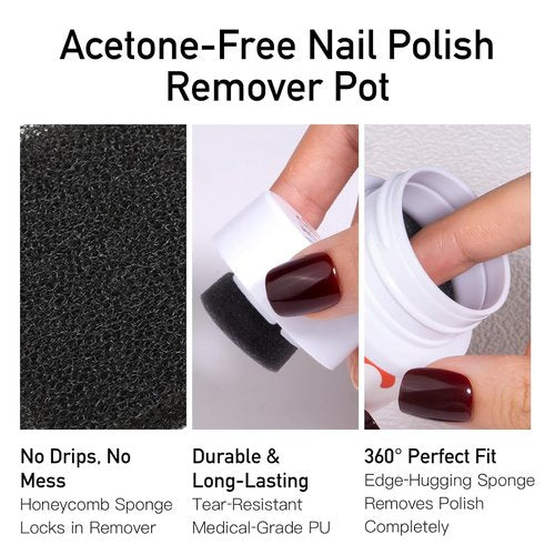 Curvlife Acetone-Free Nail Polish Remover Pot - Quick & Gentle Removal with Jojoba Oil | 50ml/1.7 fl oz