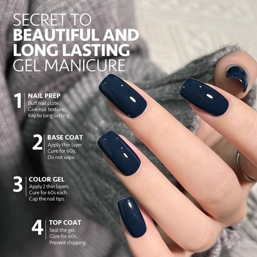 GAOY Blue Gel Nail Polish, 16ml Soak Off Gel Polish, UV Light Cure for Nail Art DIY Manicure at Home, 2115 Navy Blue