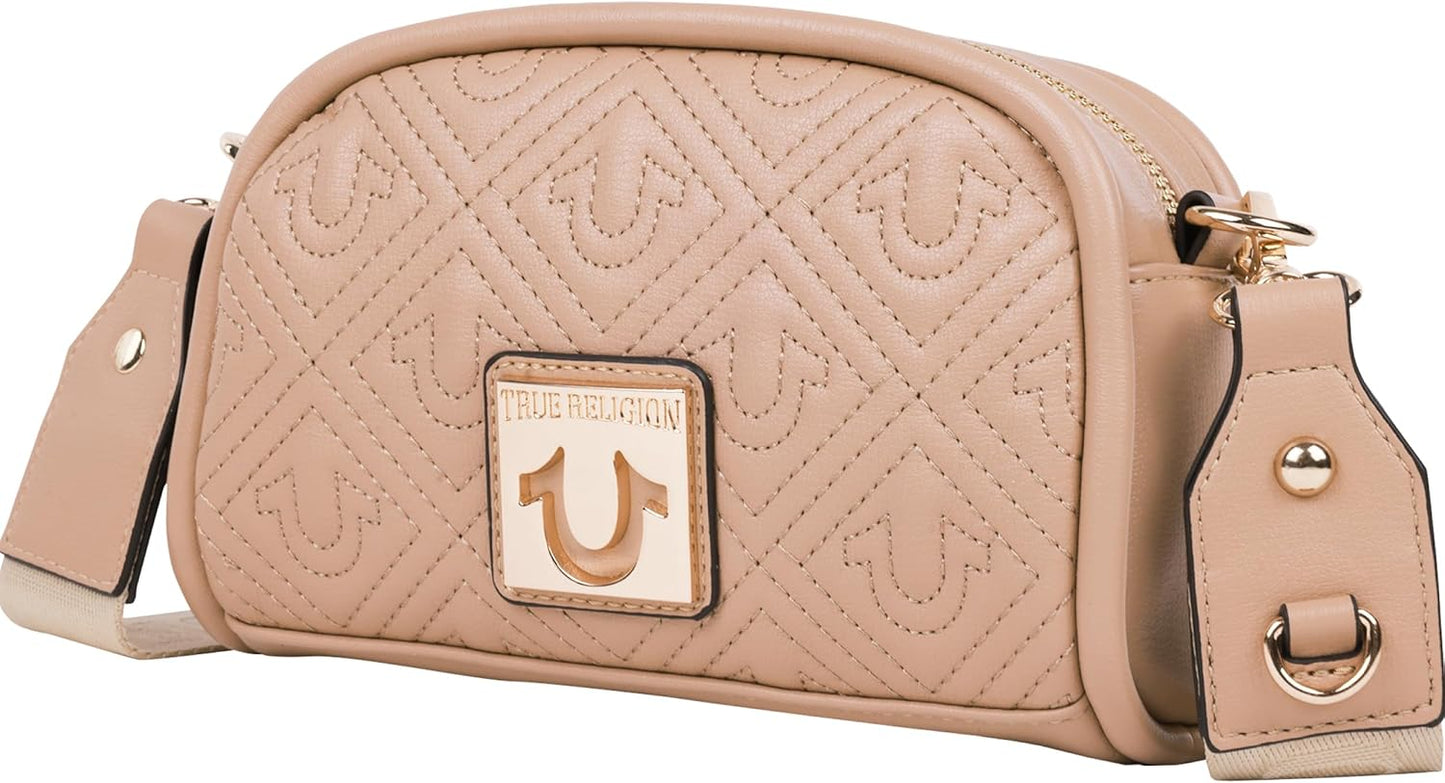 True Religion Quilted Crossbody Bag - Small Structured Purse for Women | Adjustable Strap & Stylish Design