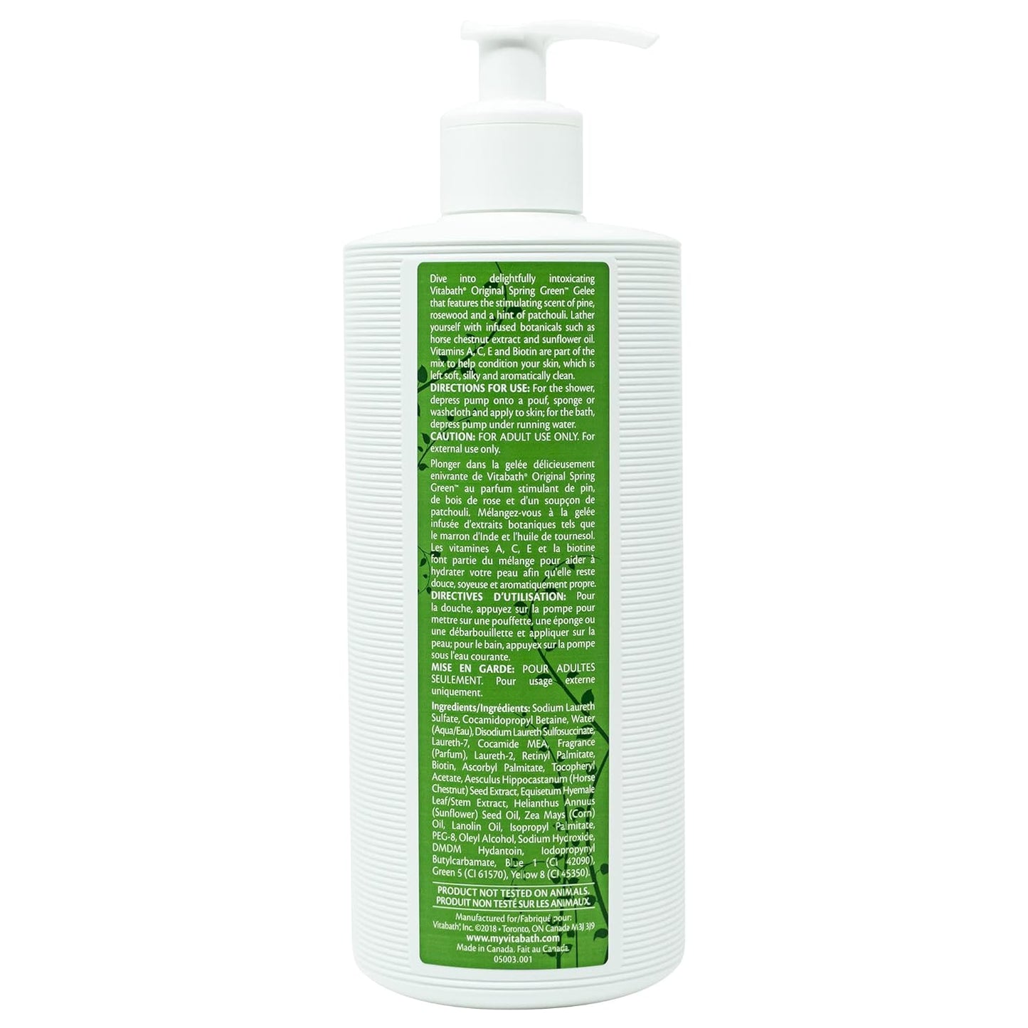 Vitabath Original Spring Green Bath & Shower Gel - Hydrating Botanical Skin Rejuvenation, 21 oz
