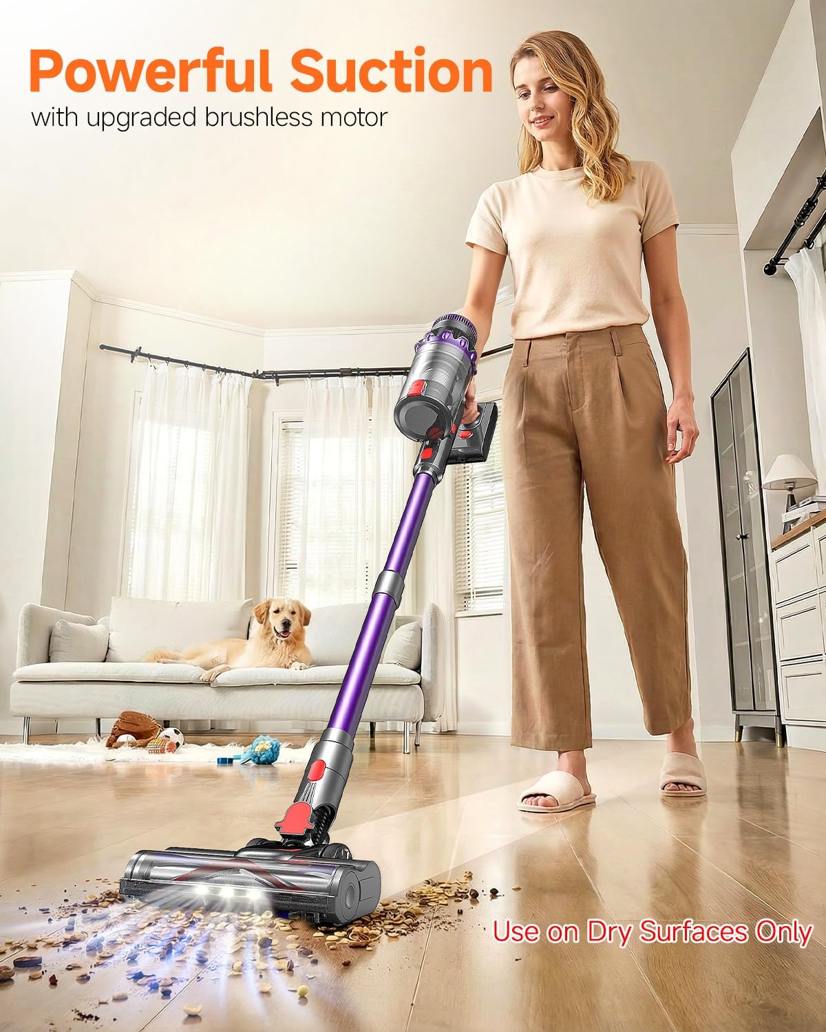 FEPPO Cordless Vacuum Cleaner - Powerful 70-Minute Runtime, Touch Screen, Self-Standing | Ideal for Hardwood Floors & Pet Hair