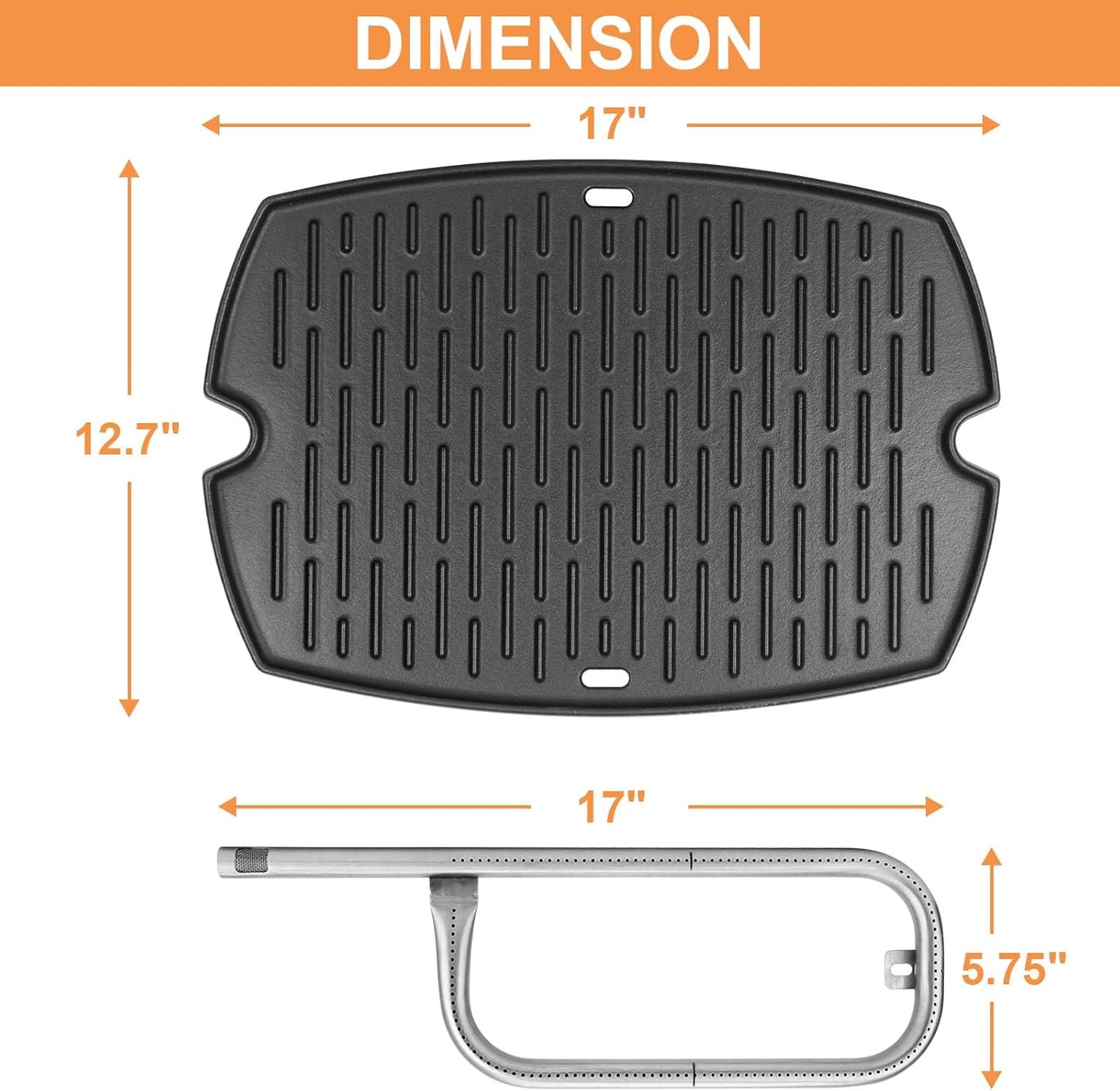 Weber Replacement Parts - Griddle & Burner Tube Set for Q1200, Q1000, Q100 | Compatible with Baby Q Models