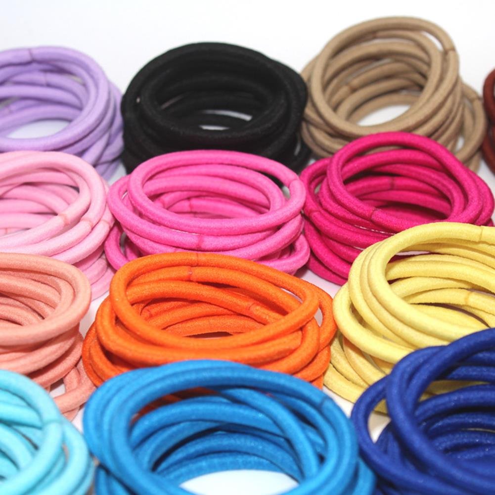 La Tartelette 4 mm Elastic Bands Hair Ties Children Rubber hair headbands - 100 Pcs (Mixed Color)