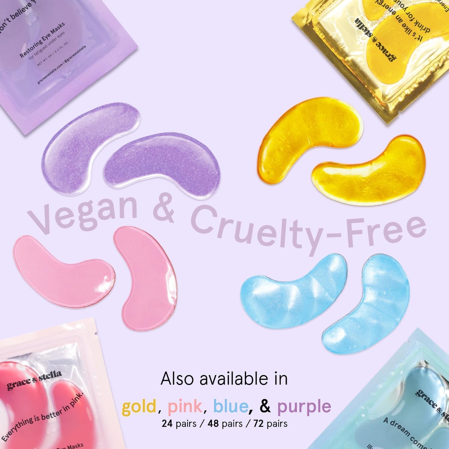 Grace & Stella Retinol Under Eye Patches - Reduce Puffiness & Dark Circles | Vegan Gel Masks (Purple, 6 Pairs)