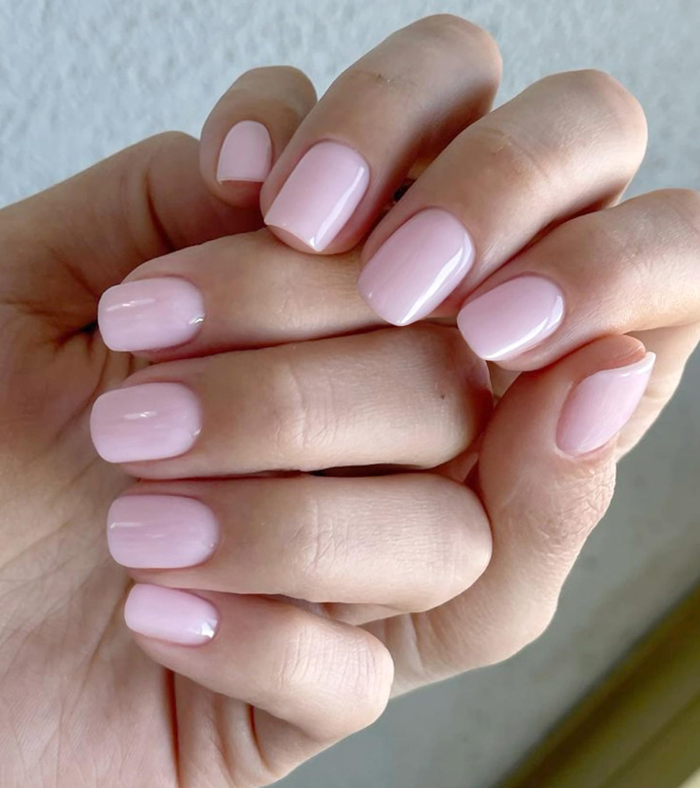 Artquee Press on Nails Short Soft Nude Square False Tips Glossy Reusable Fake Stick on Nails Kit for Women - 30 PCS 15 Sizes