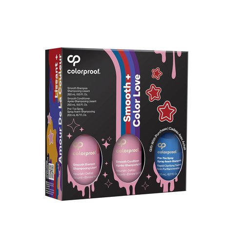 Colorproof Smooth Gift Set - Color Safe Shampoo & Conditioner (8.5 Fl. Oz.) + Pre-Tox Spray (6.7 Fl. Oz.) | Frizz Control for Color-Treated Hair