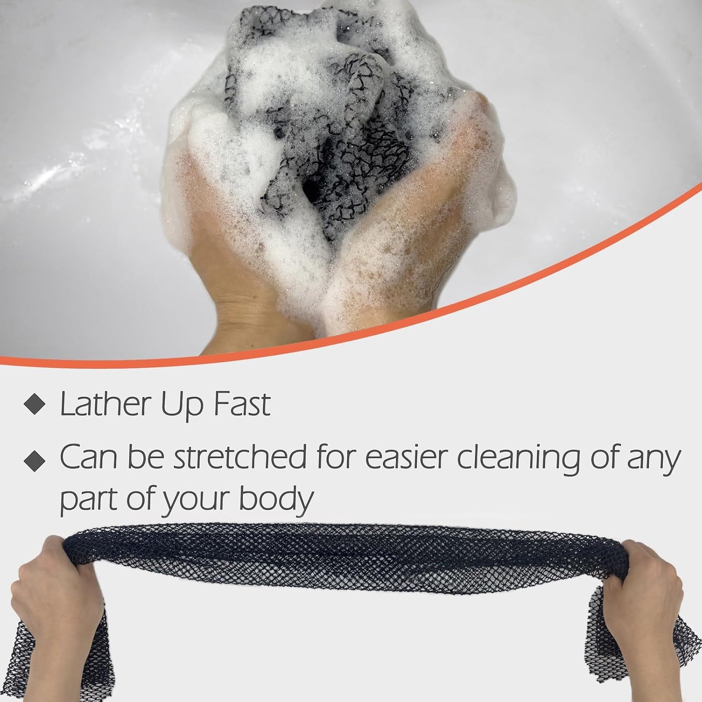 Skiennix African Exfoliating Net Sponge - Authentic Afro Body Scrub Cloth for Shower | Gray & Black