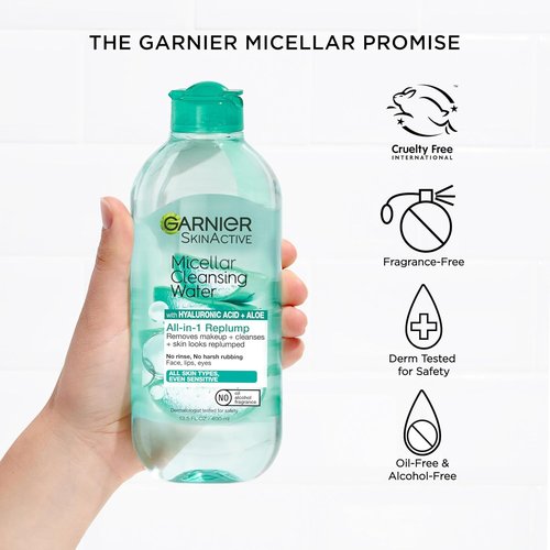 Garnier Micellar Water - Hydrating Facial Cleanser & Makeup Remover with Hyaluronic Acid | 13.5 Fl Oz (400mL)