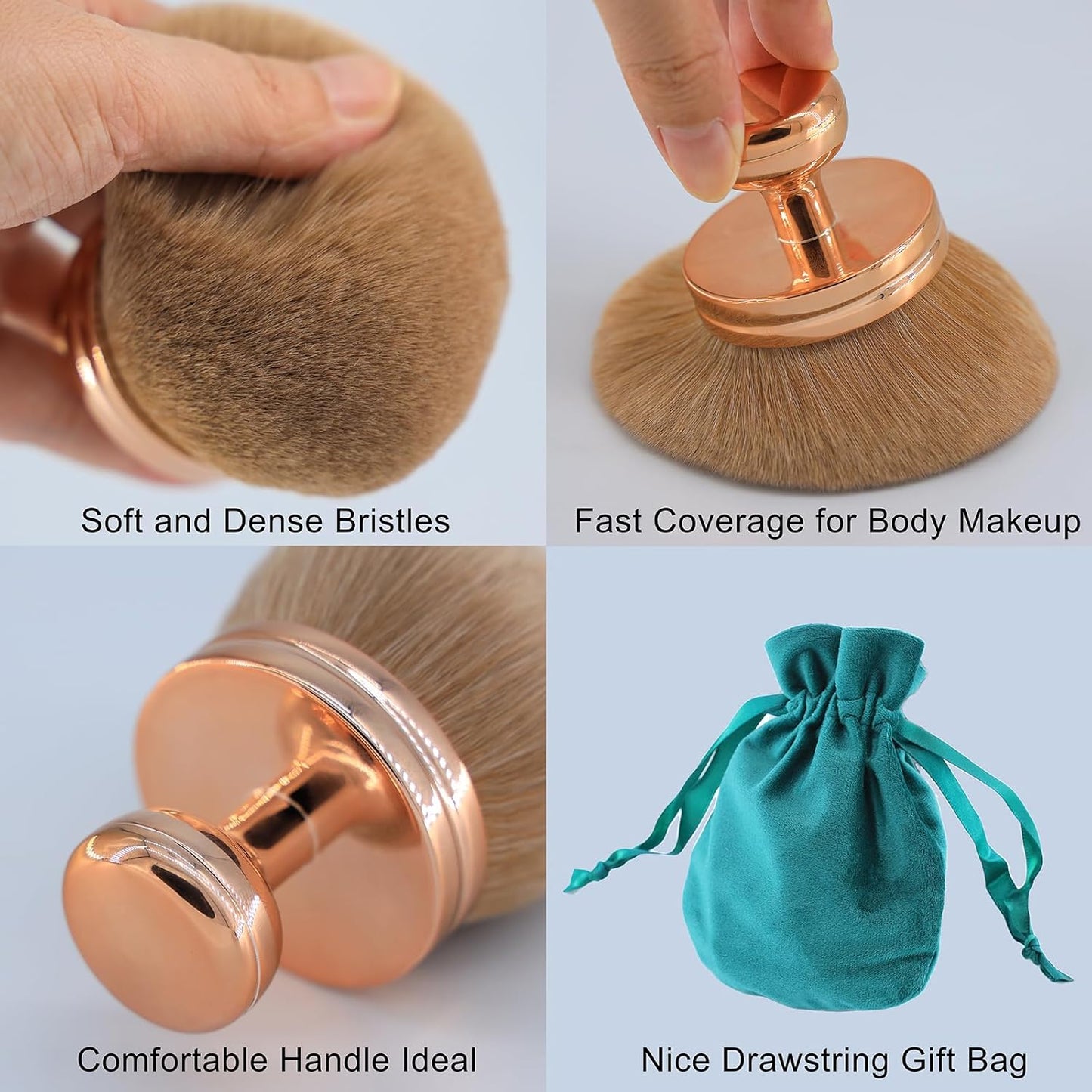 Skiennix Extra Large Body Makeup Brush - 74mm Wide-Headed Kabuki for Self Tanner & Bronzers | Includes Drawstring Bag