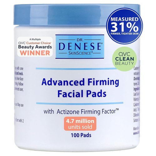 Dr. Denese SkinScience Advanced Firming Facial Pads - Exfoliating Glycolic Acid & Peptides for Radiant Skin | 100 Count