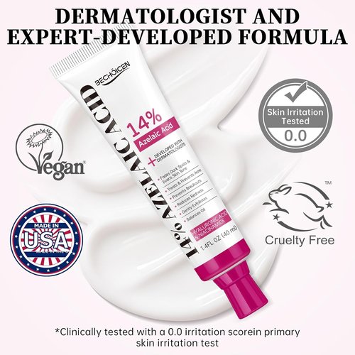 14% Azelaic Acid Acne Cream with Niacinamide & Centella,Azelaic Acid Facial Serum – Smooth & Even Skin Tone,Reduce Appearance of Blemishes,Dark Spots & Post-Acne Marks,Gentle Hydrating Formula,1.4oz