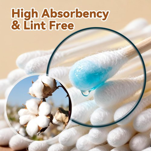 Clean Skin Club Bamboo Cotton Swabs - 100% Biodegradable Organic Buds | 500 Count for Safe Ear & Makeup Use