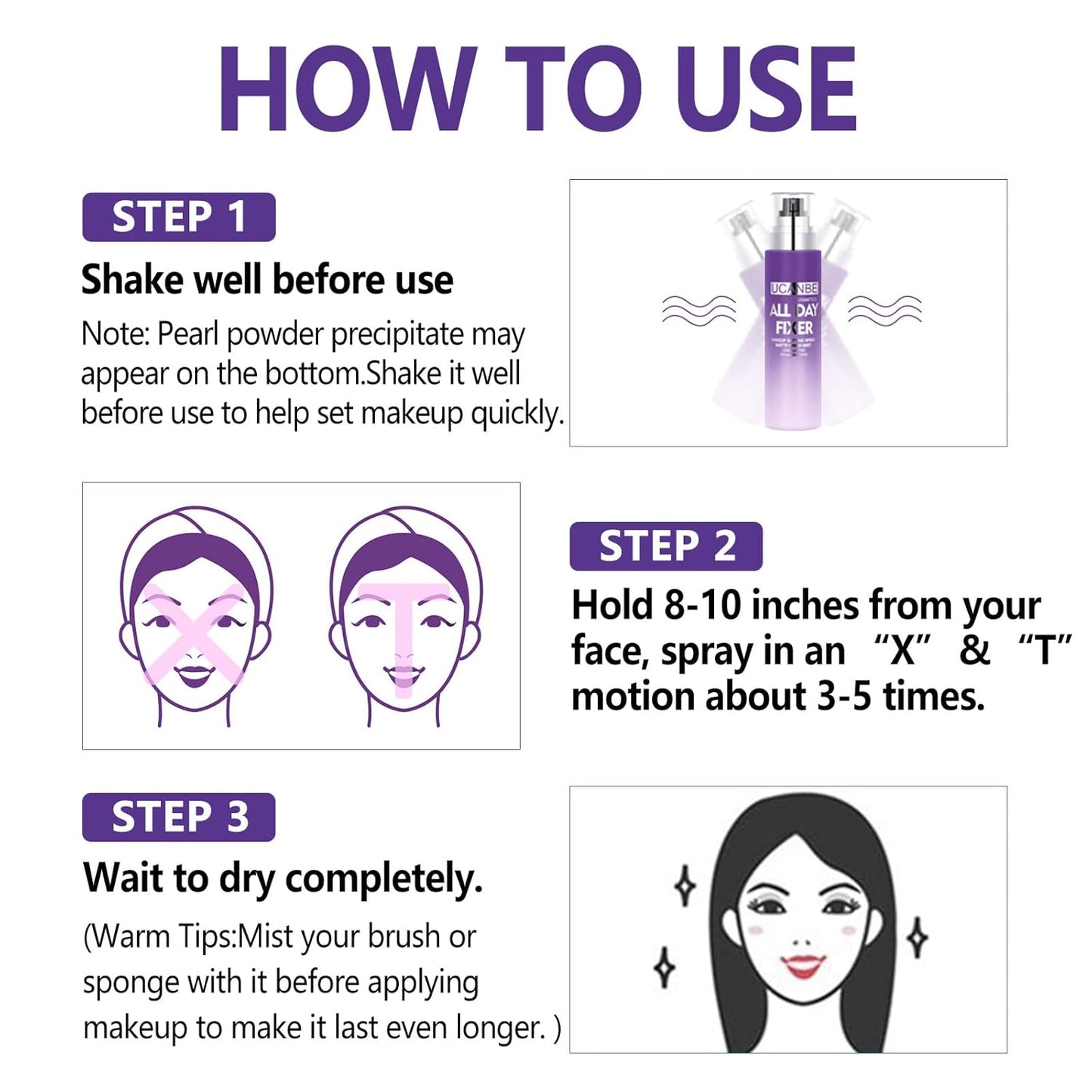 UCANBEMAKEUP Long Lasting Makeup Setting Spray Kit - Hydrating Matte Finish Mist & Travel Size 6.76 Fl Oz