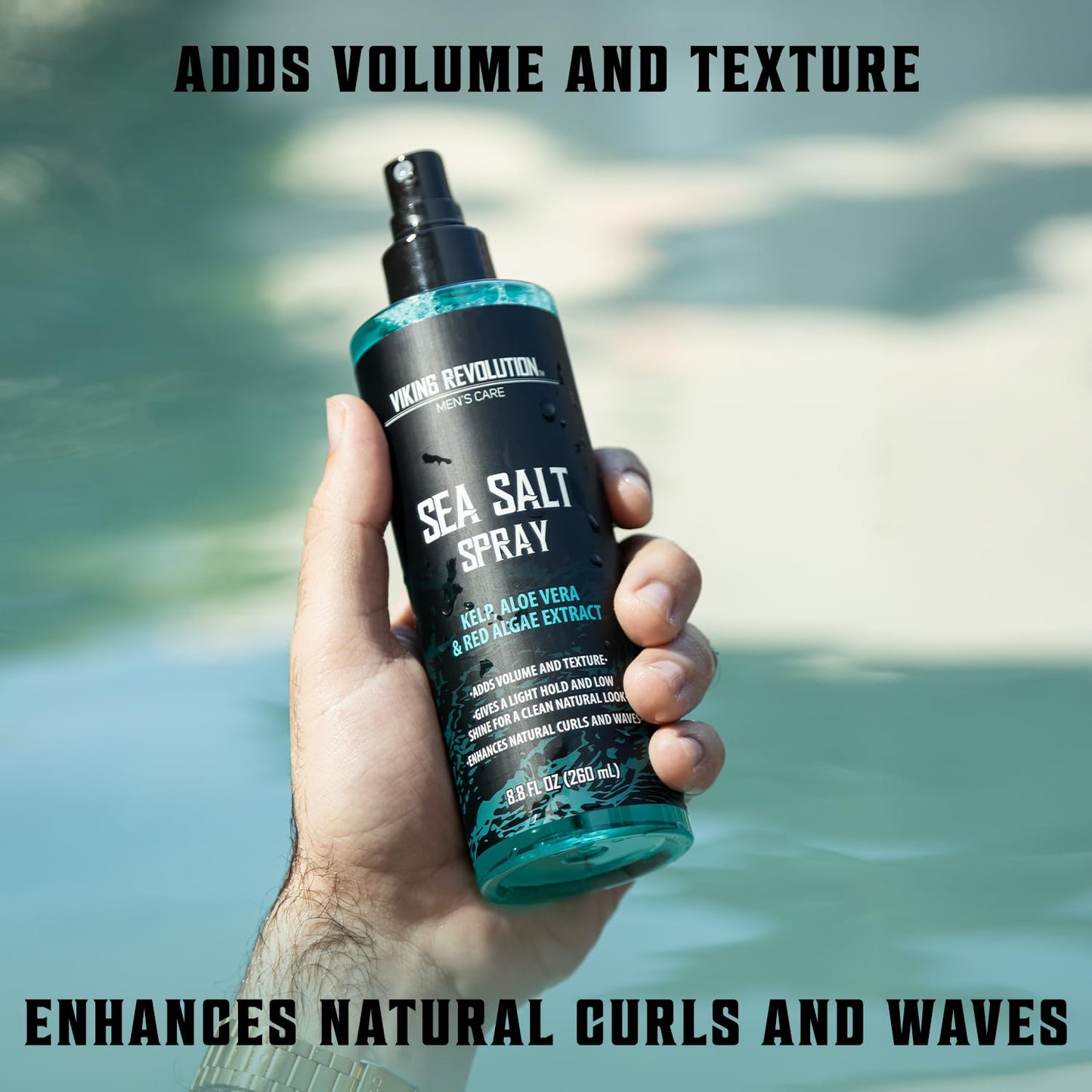 Viking Revolution Sea Salt Spray - Texturizing Hair Spray with Kelp & Aloe Vera - 8.8oz for Beachy Volume