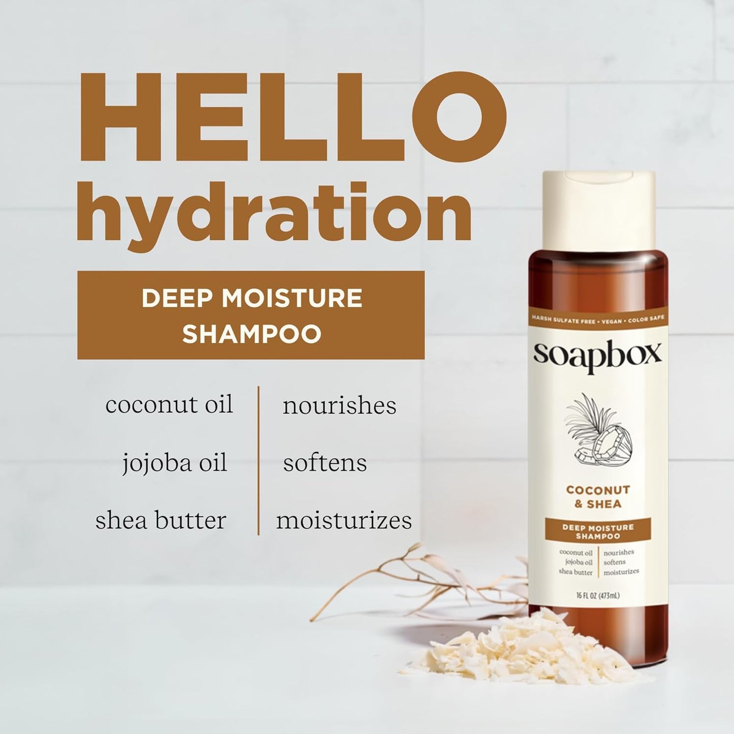 Soapbox Coconut Shampoo and Conditioner Set - Moisturizing Coconut Oil & Aloe for All Hair Types | 16oz (Pack of 2)