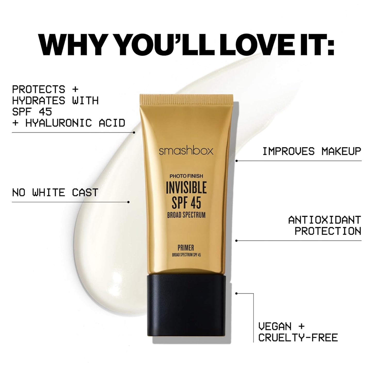 Smashbox Photo Finish Primer SPF 45 | Lightweight, Non-Greasy Protection for Flawless Makeup