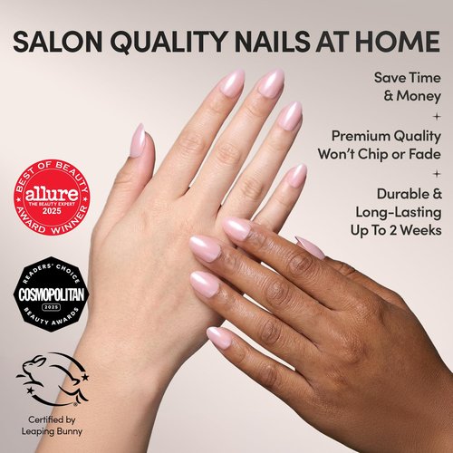 Glamnetic Press On Nails - Pinch Me | Short Oval Fake Nails, Blush Pink with a Glossy, Glazed Finish, Salon Quality | 15 Sizes - 30 Nail Kit with Glue