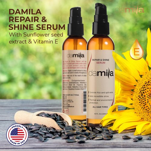 Damila Repair & Shine Serum - Split End Repair & Frizz Control for Stunning Hair Shine | 4.1 Fl Oz