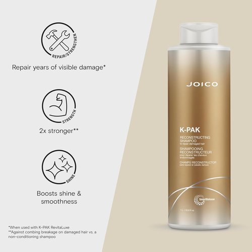 Joico K-PAK Daily Reconstructing Shampoo - Repair Damaged Hair & Prevent Breakage | Boost Shine with Keratin & Guajava Extract