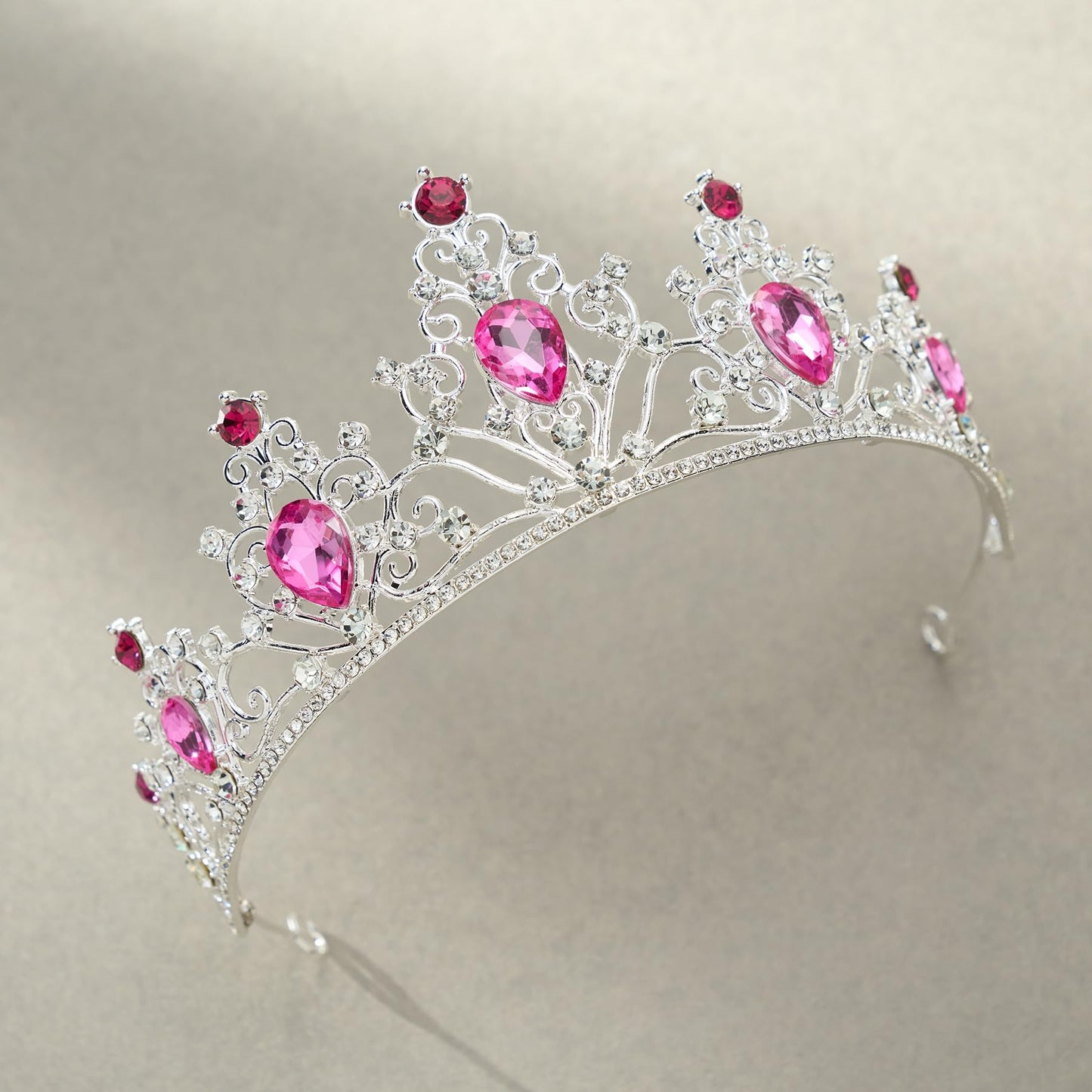 SWEETV Wedding Crowns for Women,Pink Crystal Tiaras and Crowns for Women Girls,Rhinestone Princess Tiara Hair Accessories for Quinceanera Pageant Prom Bridal Wedding Prom Party