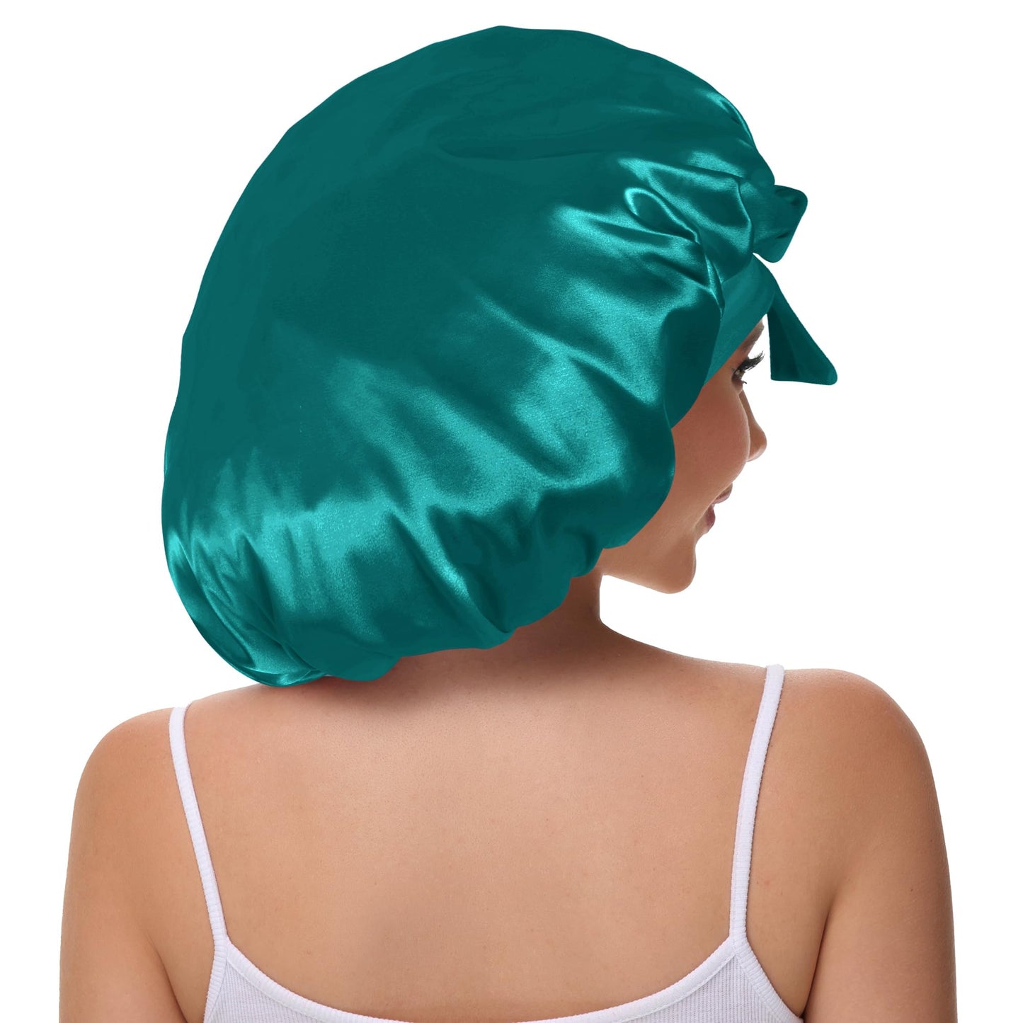 Vettres Hair Bonnet for Sleeping Satin Bonnet Silk Sleep Bonnets Double Layer Satin Bonnet with Tie Peach Red