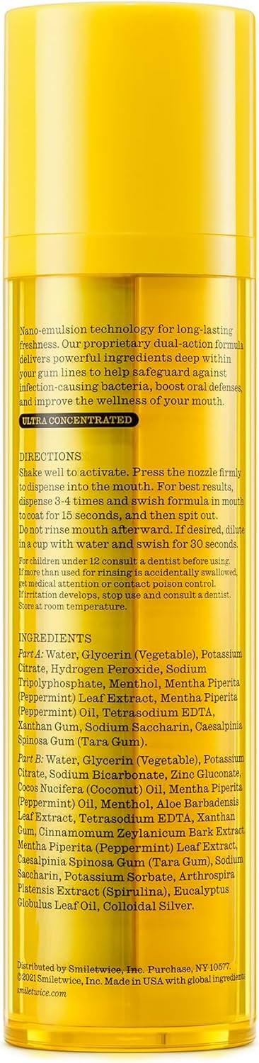 Twice Immunity Mouthwash - pH Balanced, Alcohol-Free, Strong Mint Flavor for Fresh Breath | 3.4oz, 70 Uses