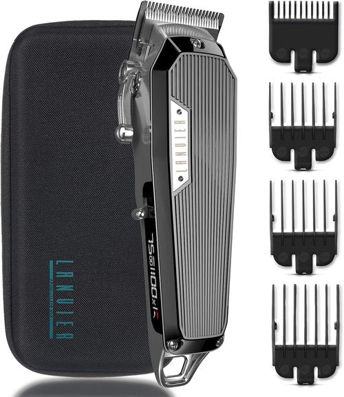 LANVIER Hair Clippers - Professional 10W High-Speed Barber Clipper for Men | Cordless Trimmer Kit with LED Display & Storage Case - Black