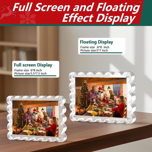 Magnetic Acrylic Picture Frames by [Brand Name] - 5x7 Inch Freestanding Scalloped Design for Desktop Display