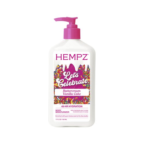 Hempz Body Lotion - Buttercream Vanilla Cake Celebration - Limited Edition Daily Moisturizing Cream, Shea Butter, Aloe - Skin Care Products, Hemp Seed Oil - 17 Oz