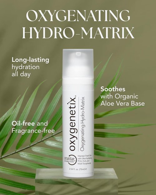 Oxygenetix Oxygenating Hydro-Matrix | Lightweight Aloe-Based Moisturizer with Hyaluronic Acid for Sensitive Skin (2.54oz)