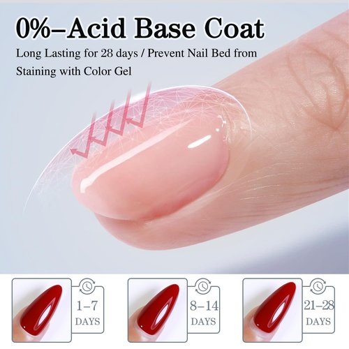 Double Rhythm 2 Pcs 15ML No Wipe Gel Top Coat and Base Coat Set Clear Glossy Gel Polish Kit Soak Off UV LED (Base and Top Coat)