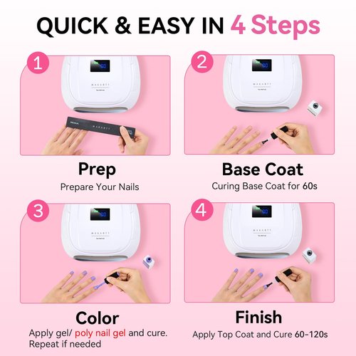 Makartt UV Nail Lamp – 30W Fast Curing UV Light with Handle Rechargeable Cordless Nail Dryer for Gel Nail Polish with 45 Beads Dual Lights 4 Timers LCD Smart Sensor for Nail Art Design(White)
