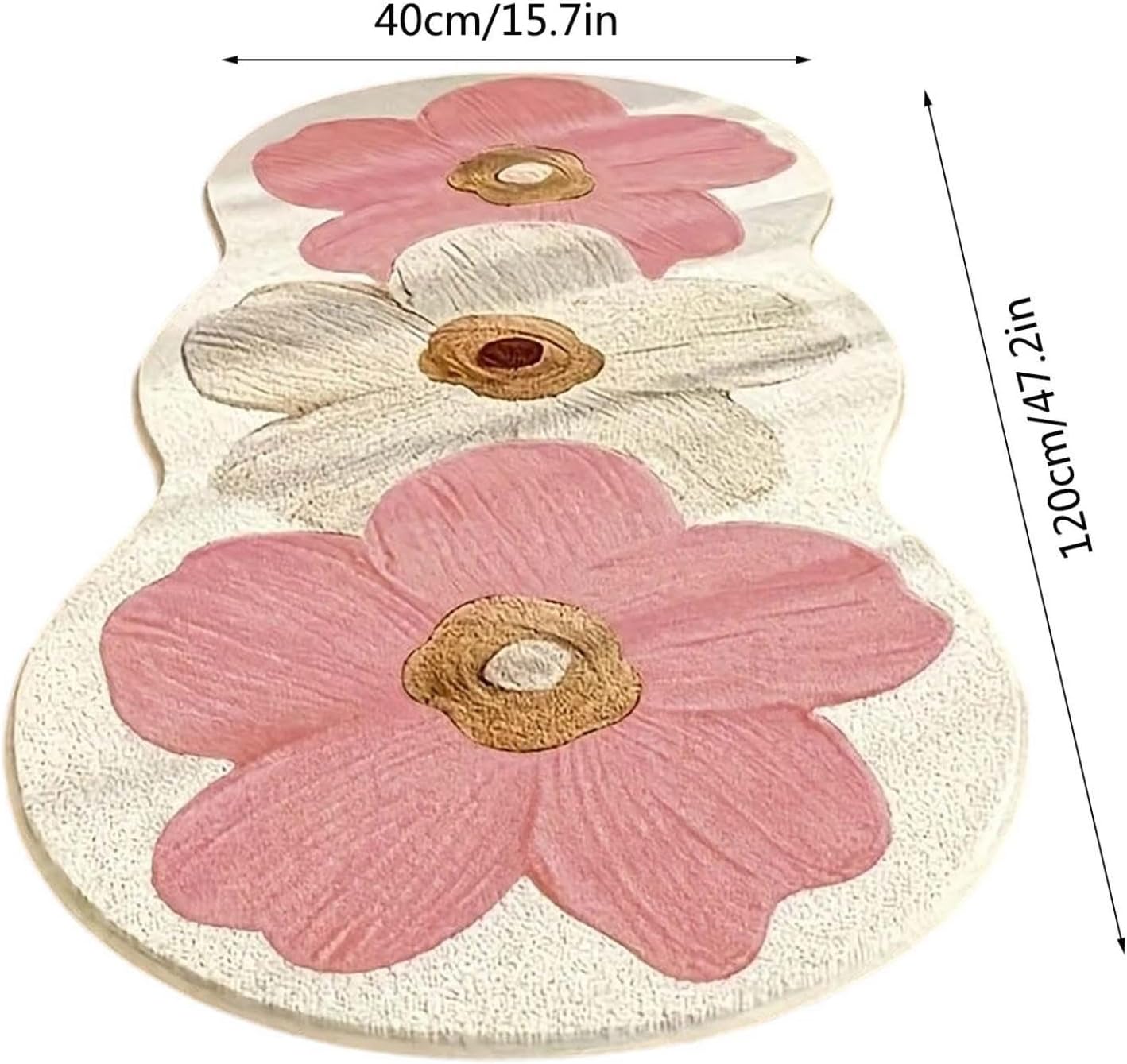 Skiennix Spring Floral Pattern Bedroom Rug - Soft Non-Slip Washable Floor Mat | 47.2" x 15.7" Pink Decor