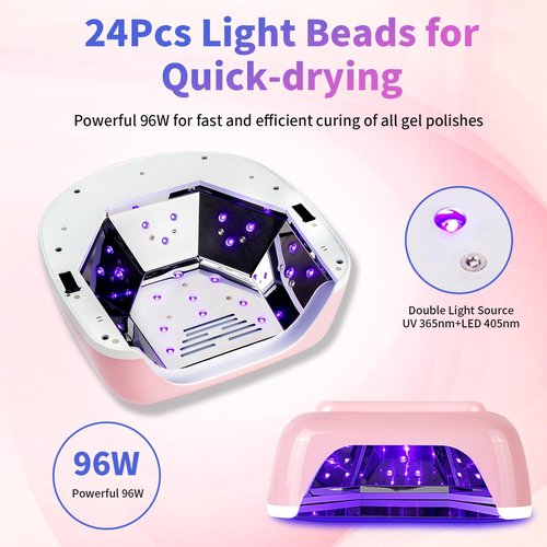 Kikugu Professional Rechargeable UV LED Nail Lamp,96W Cordless UV Light for Gel Nails with Metallic Reflector & Metal Base, Fast Curing Lamp Manicure,Pedicure,Ideal for Nail Salon(Orange Purple)