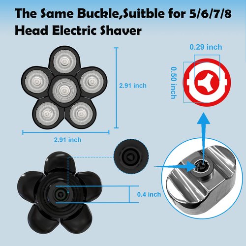 Electric Shaver Replacement Heads 6D - 6 Blades Head Shaver Replacement Universal Stainless Steel Rotary Blade Refills for Bald Head Razor for Men (6 Heads Black)