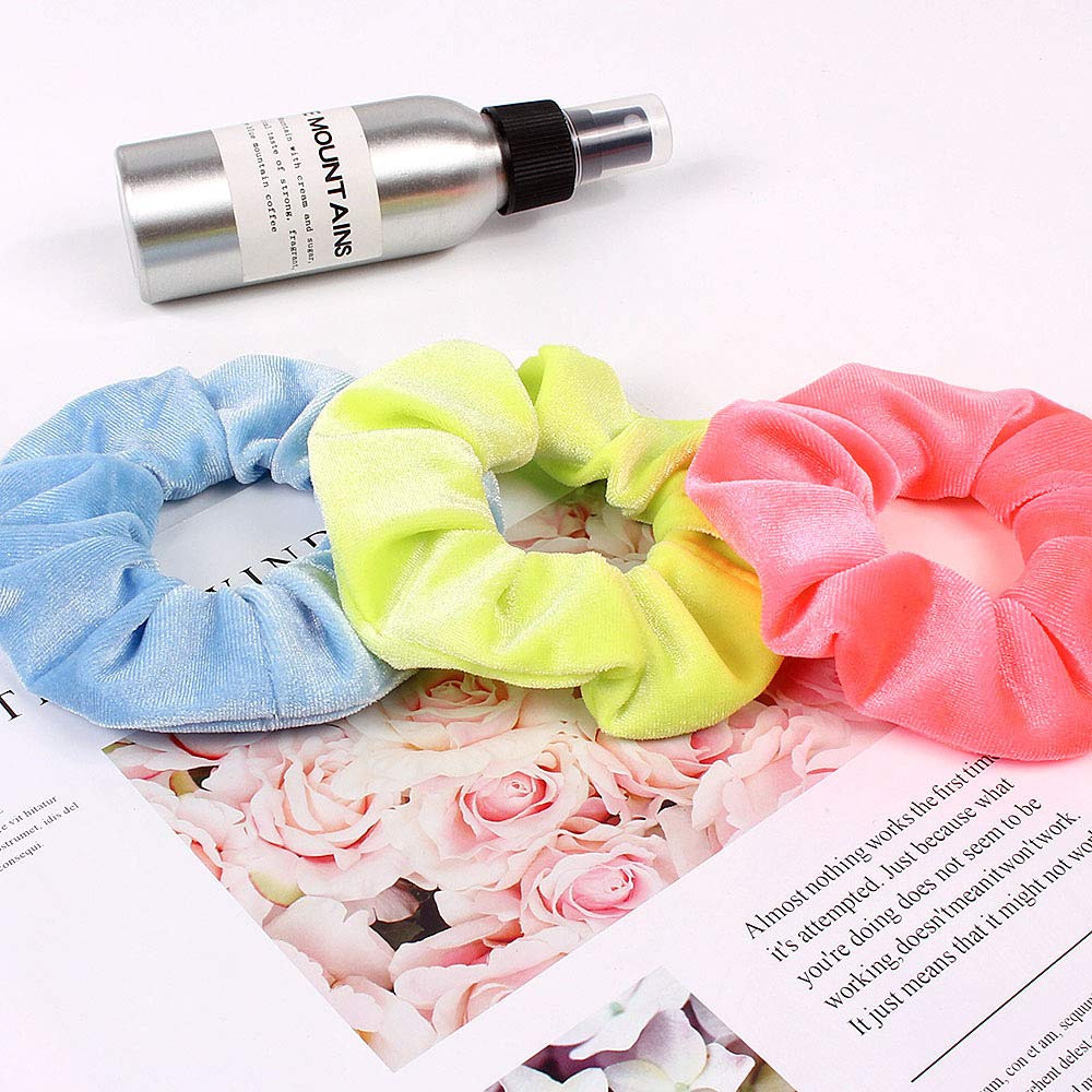 6 PCS Premium Velvet Macaron Theme Hair Scrunchies Tie Bobbles Rainbow Hair Bands Scrunchy Hair Tie Ropes Lce Cream Color for Women Hair Elastic Bandss (6 PCS Colorful)