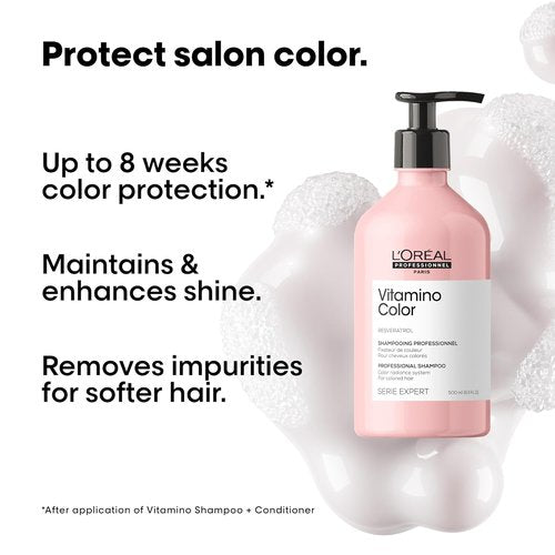 L'Oreal Professionnel Paris Vitamino Color Shampoo - Protects Hair Color, Adds Vibrancy & Shine | 300ml