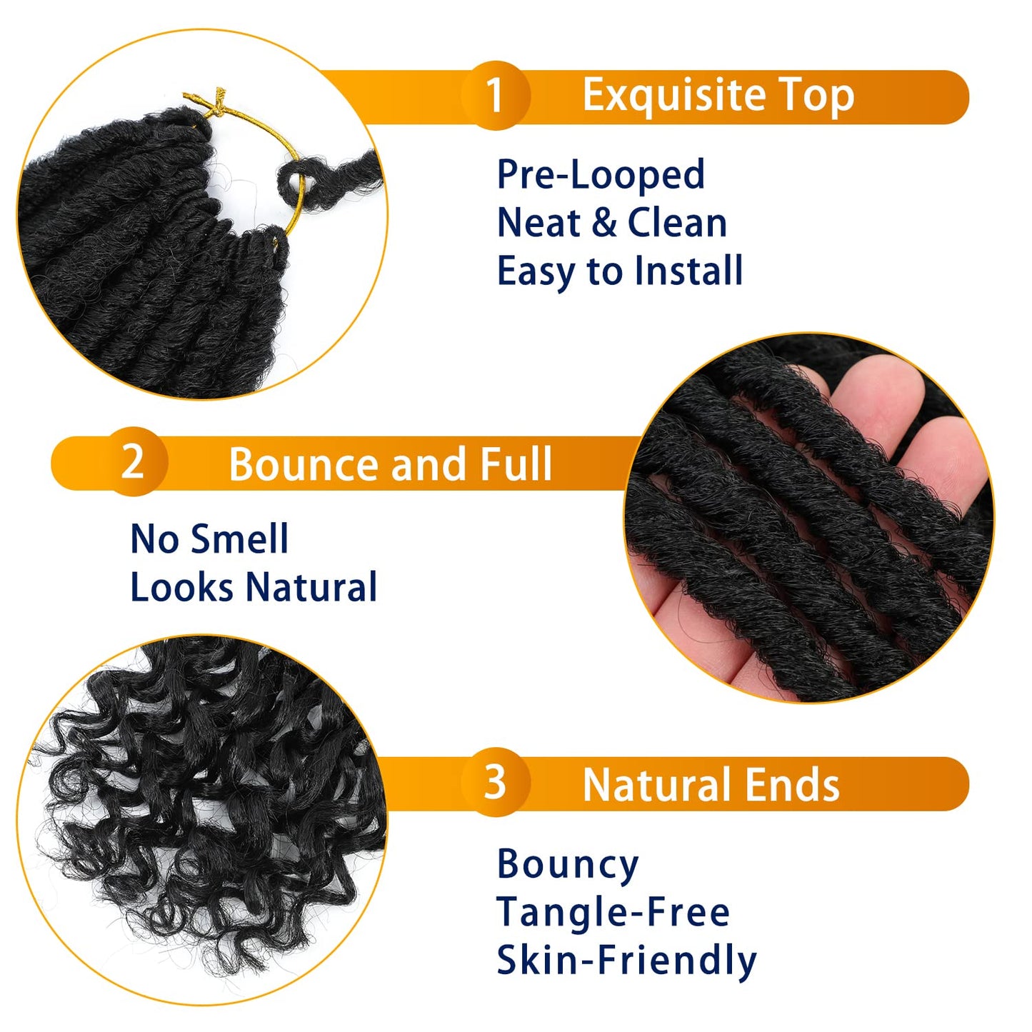 Goddess Locs Crochet Hair 6 Packs 18 Inch Straight Faux Locs Crochet Hair for Black Women, Crochet Pre-Looped Curly Hair Soft Faux Locs Synthetic Braiding Hair Extensions (18 Inch, 6 Packs, 1B#)