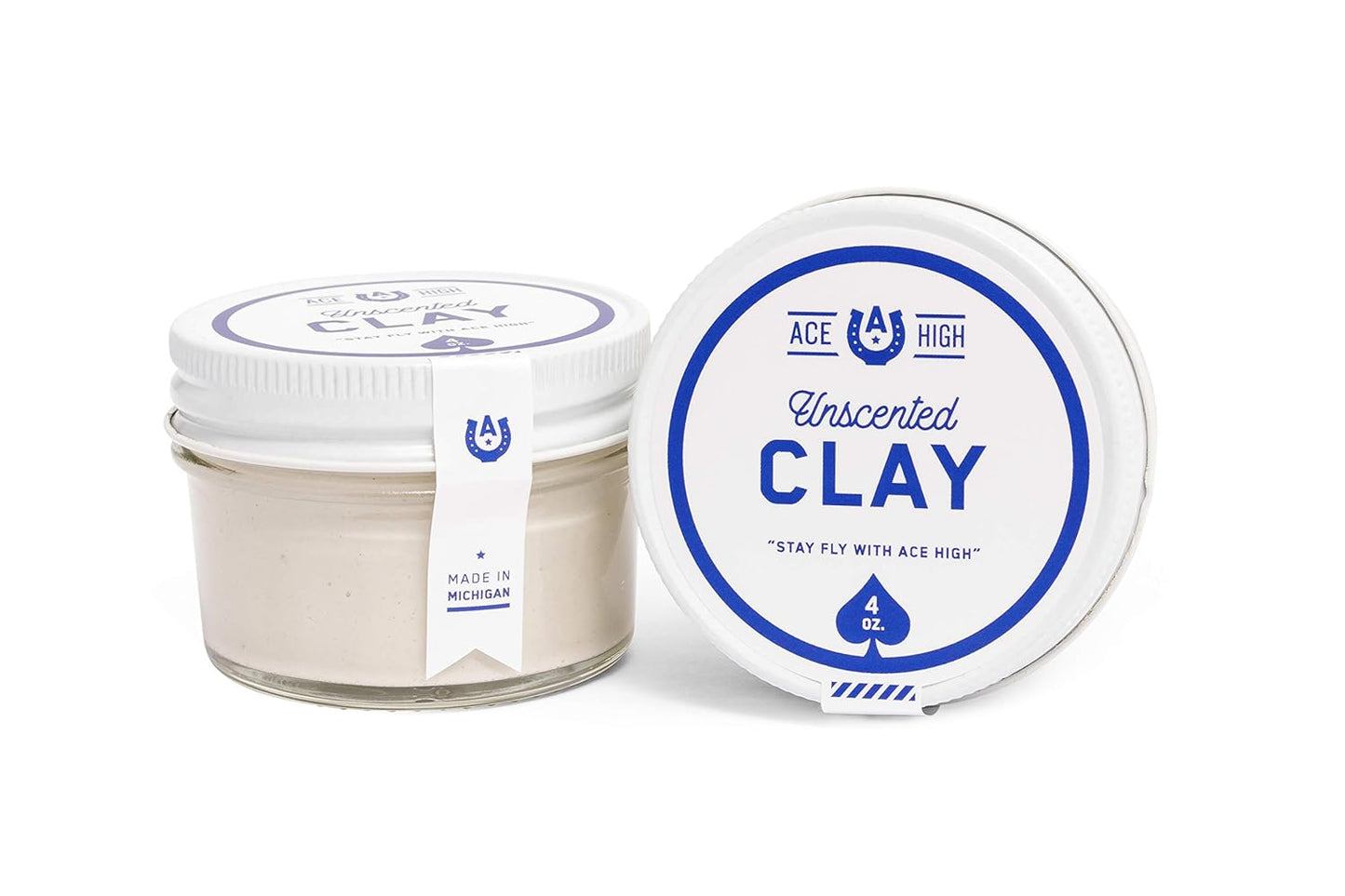 Ace High Hair Clay - Unscented Strong Hold with Satin to Matte Finish | Adds Texture & Thickness, 4oz