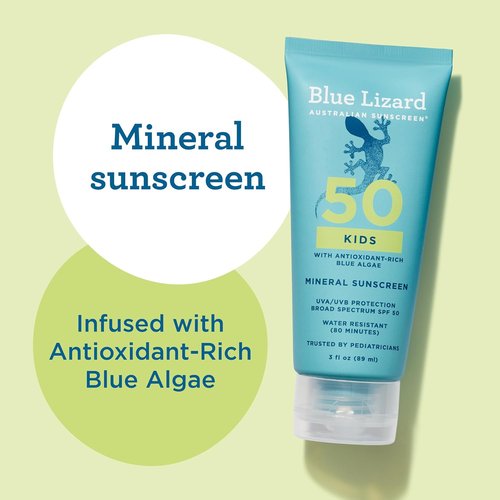 Blue Lizard Kids Sunscreen Lotion - SPF 50 Mineral Formula, Water-Resistant & Paraben-Free, 3 fl oz
