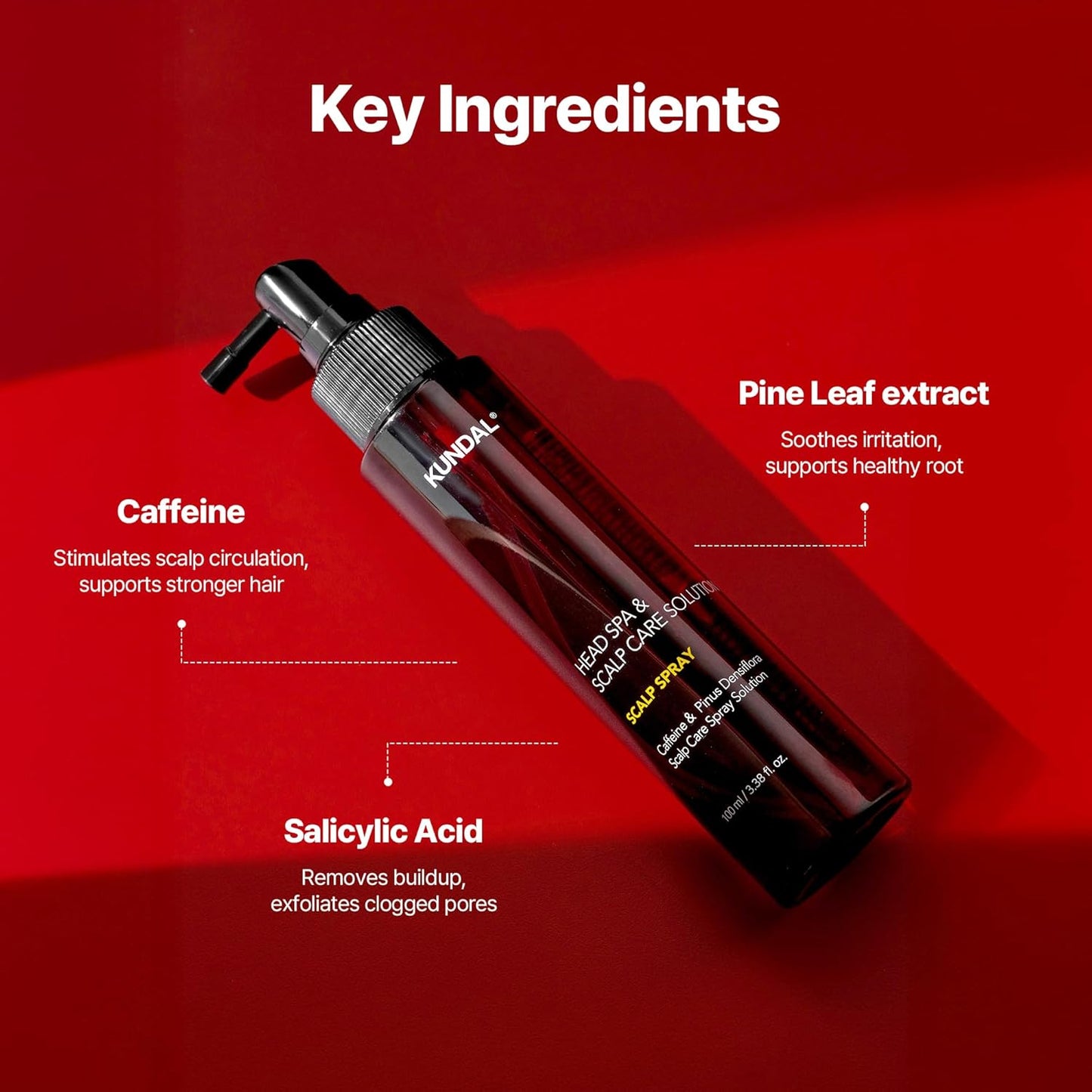 Kundal Caffeine Hair Loss Scalp Tonic - Soothes Scalp & Stimulates Hair Follicles | 3.38 Fl Oz (100ml)