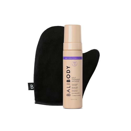 Bali Body Deep Violet Self-Tanning Mousse & Mitt Bundle - Streak-Free, Natural Bronzed Shade | Vegan & Cruelty-Free