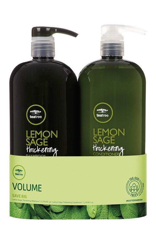 Paul Mitchell Tea Tree Thickening Duo Set - Lemon Sage Formula for Volume & Strength | 33.8 oz