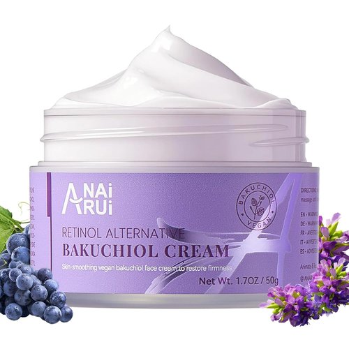 ANAI RUI Bakuchiol Face Cream - Natural Retinol Anti-Aging Moisturizer with Squalane & Collagen | 1.7 Oz